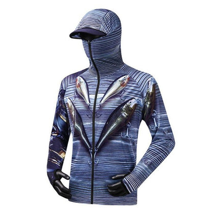 Moletom Profissional de Pesca com Máscara Anti-UV Protetor Solar Roupas de Proteção Solar Camisa de Pesca Respirável Secagem Rápida Camisa de Pesca
