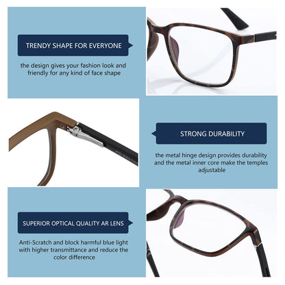 BLUEMOKY Anti Blue Light Reading Glasses For Men Women?Sport Square Frame Readers Anti Glare Computer Eyewear