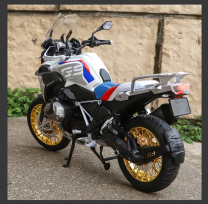 1/9 R1250 GS ADV Liga De Motocicleta De Corrida Diecasts Rua Esportes Motocicleta Modelo Simulação Com Luz Coleção Crianças Brinquedos Presente