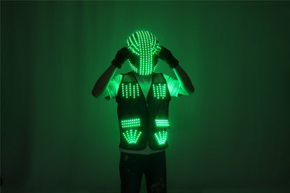 LED Robot Suit Stage Dance Costumes, Light Up Jacket, Strobe Luminous Clothing, Christmas and Halloween Party