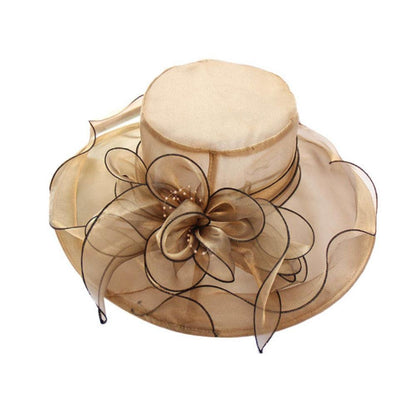 Chapéu Dobrável Feminino de Organza Floral para Igreja, Kentucky, Chá, Chapéu de Sol Elegante Fascinator para Cerimônia de Casamento Feminino