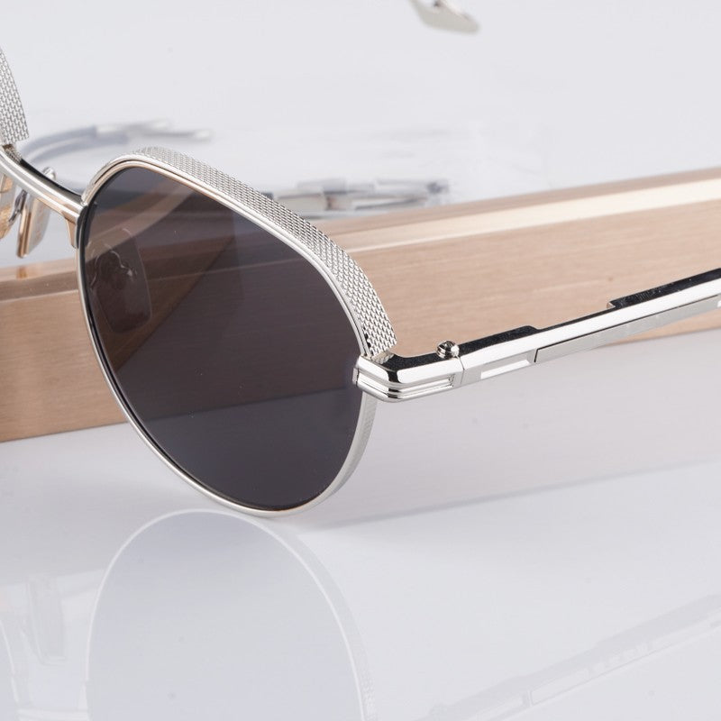Óculos de Sol INS Gold Green de Luxo Masculino, Design de Marca, Oval, Liga, Alta Qualidade, Feminino, Pernas Duplas Especiais, Lentes Intercambiáveis, Proteção UV400