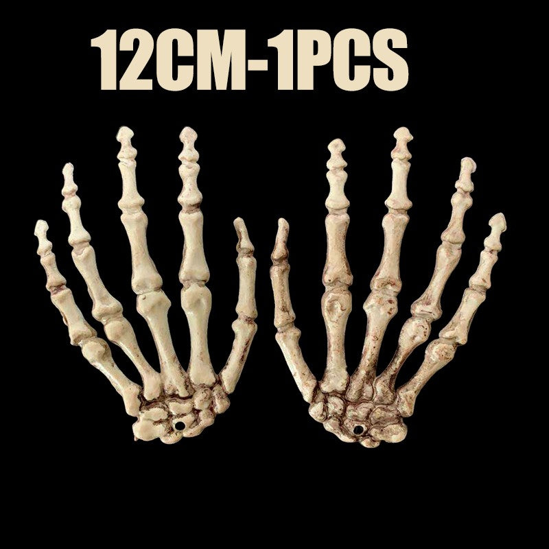 1 Pair Of Halloween Skeleton Hands Haunted House Bar Party Plastic Horror Props Dummy Hands Bones Halloween Scene Decor Supplies