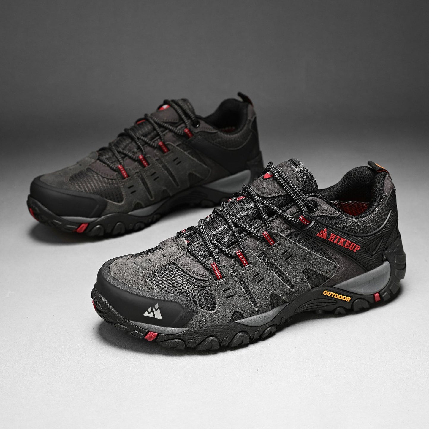 HIKEUP Tênis Masculino de Caminhada em Couro Camurça, Calçados Outdoor Resistentes ao Desgaste Masculinos para Trekking, Caminhada, Caça e Tênis Táticos