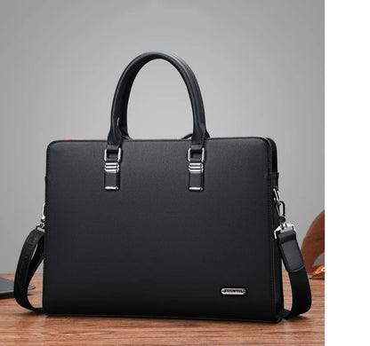 MOTAORA Genuine Leather Laptop Bag Men 14-15.6 Inch Business Briefcase Work Messenger Bag for MacBook HP Dell Acer
