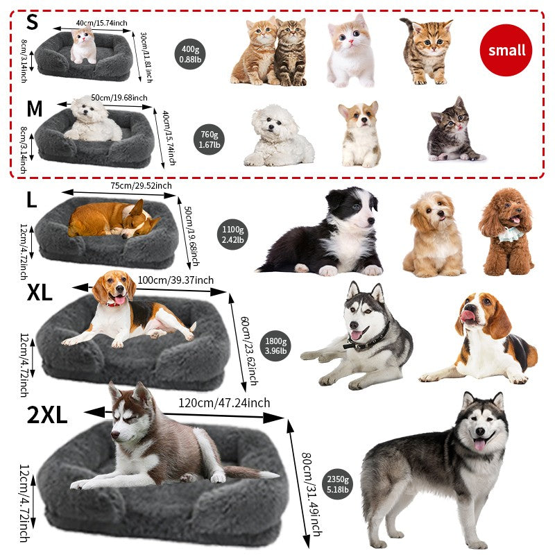 Cama ortopédica espessa para cães grandes - esponja em caixa de ovo, capa de pelúcia fácil de remover e lavar, móveis duráveis para animais de estimação,