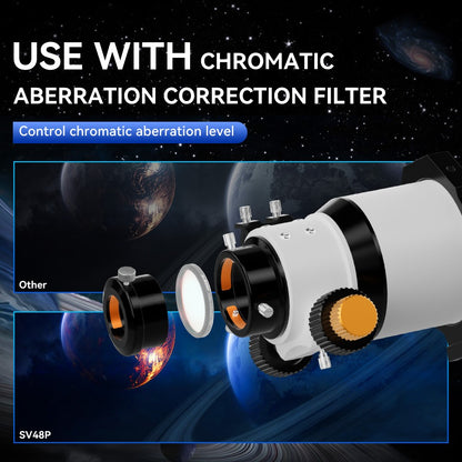 Svbony SV48P 102mm Telescópio Refrator Acromático OTA com Foco Dual-Speed RAP de 2.5" e Placa de Montagem em Cauda de Andorinha