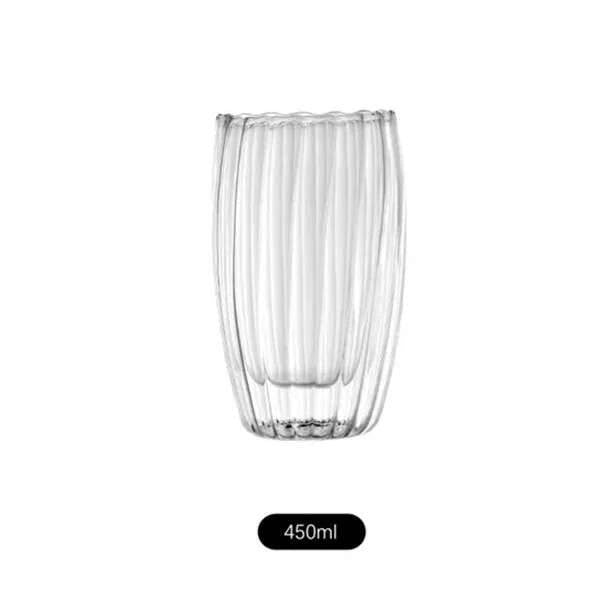 Lançamento 2025: Copo de Vidro Ondulado com Parede Dupla 350/450ml para Café, Chá, Leite, Suco, Cerveja e Água - Resistente ao Calor