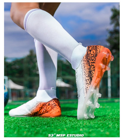 High-top Football Boots, Long Spikes Football Boots, Professional Firm Ground Non-Slipping Training Soccer Cleats for Big Boys