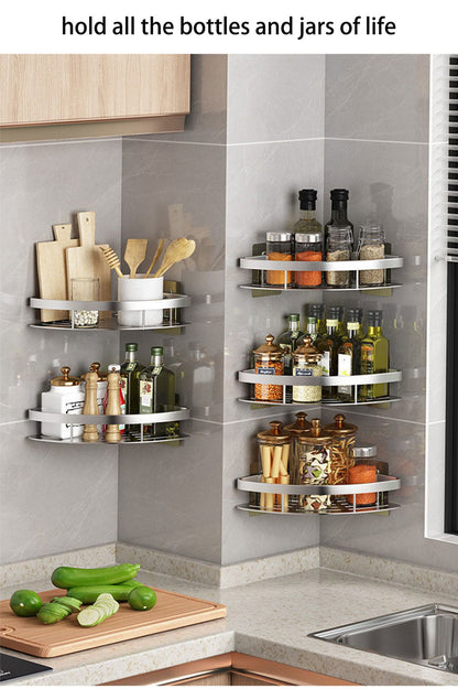 Bathroom Shelf Aluminum Alloy Shampoo Rack Makeup Storage Organizer Shower Shelf Bathroom Accessories No Drill Wall Corner Shelf
