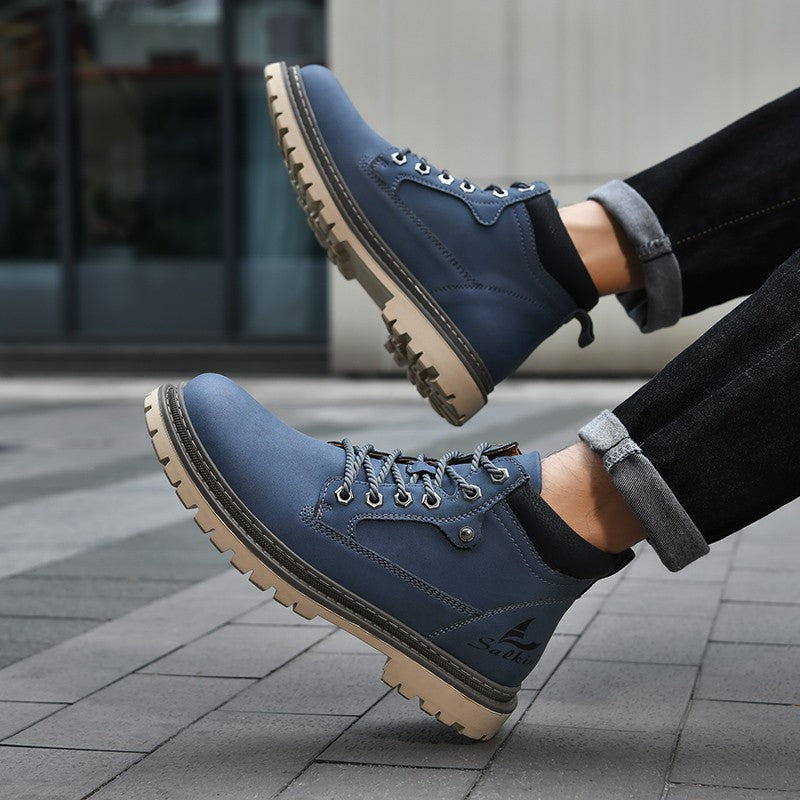 Botas Masculinas Feitas à Mão, Botas de Tornozelo de Inverno em Couro, Sapatos de Outono para Caminhada ao Ar Livre, Tênis, Botas Masculinas de Cano Alto, Calçados Antiderrapantes