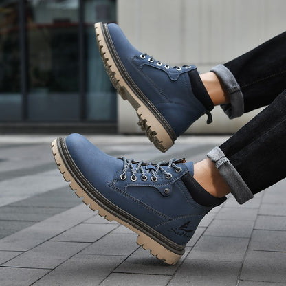 Botas Masculinas Feitas à Mão, Botas de Tornozelo de Inverno em Couro, Sapatos de Outono para Caminhada ao Ar Livre, Tênis, Botas Masculinas de Cano Alto, Calçados Antiderrapantes