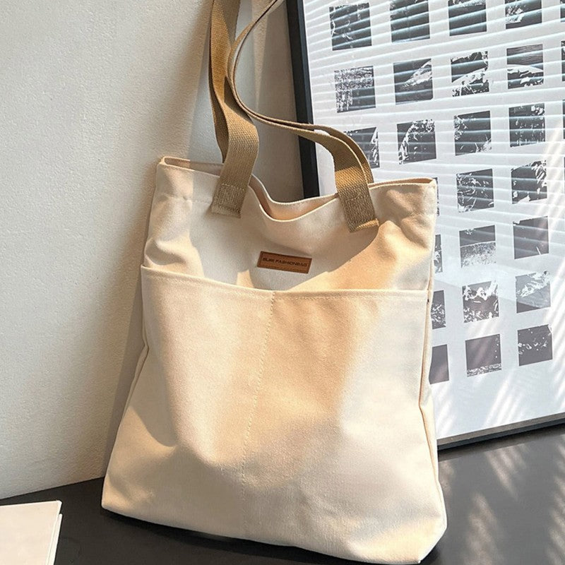 Women's Tote Bag Canvas Sewing Thread Large Capacity Advanced Sense Handbag Convenient Practical Female's Commuter Bag