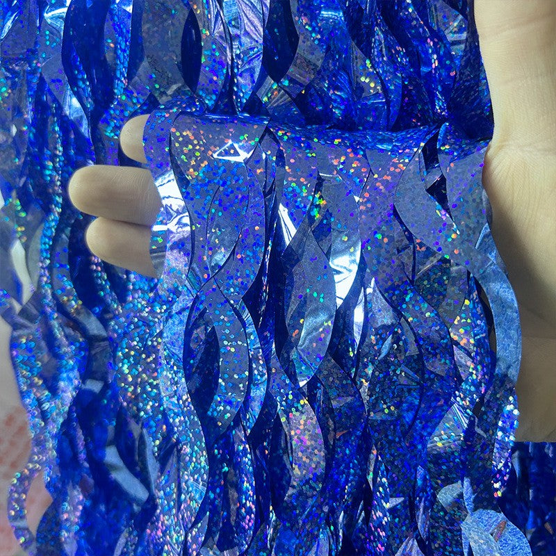 Metallic Tinsel Foil Fringe Curtains with star Party Photo Backdrop Party Streamers for Birthday New Year Eve Wedding Decor
