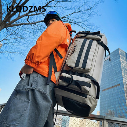 KLQDZMS Women's Ski Backpack Multifunctional Luggage Bag Multifunctional Oxford Cloth Checked Storage Bag Men's Travel Handbag