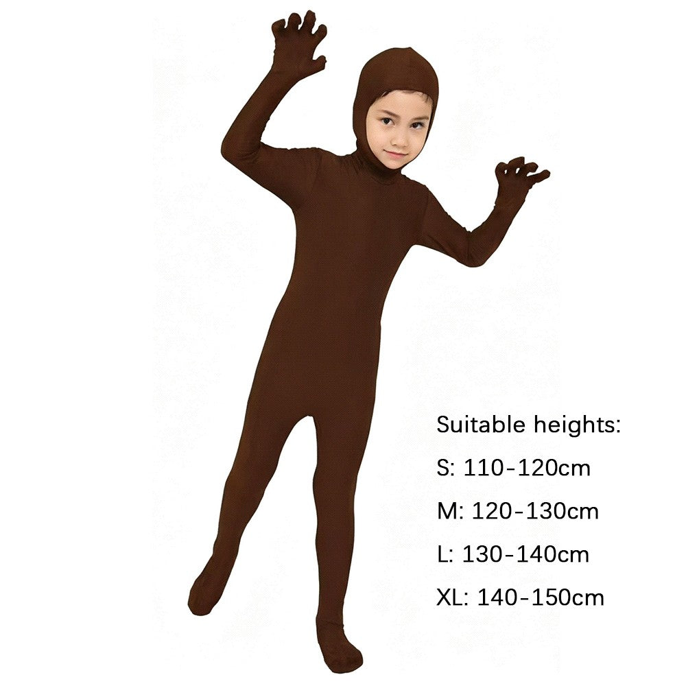 Kids Zentai Invisible Jumpsuit Cosplay Costume Bodysuits Halloween Carnival Skin Tight Suit Spandex Stretch Disappearing