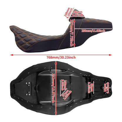 Assento de motocicleta para motorista e passageiro com encosto para Harley Touring Street Glide Road King FLHTK 09-2023