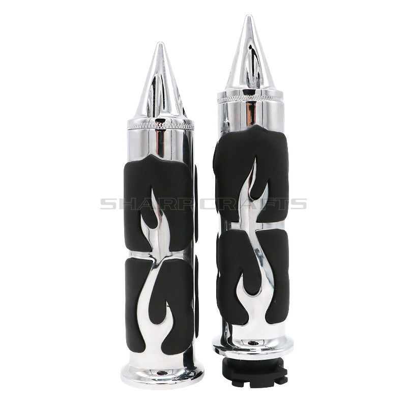 1" 25mm & 7/8'' 22mm Billet Rubber Flame Spike Hand Grips For Harley Honda Kawasaki Suzuki Yamaha  Bikes Cruiser Chopper Custom