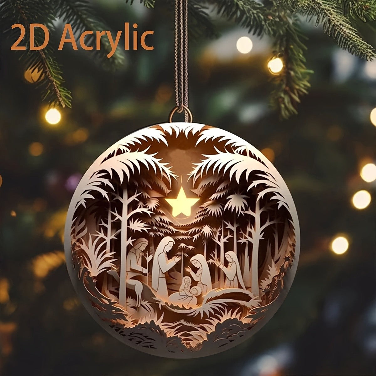 6/12Pcs 2D Painted Christmas Tree Ornament Nativity Christmas Decoration Pendant Creative Holiday Decoration Home Pendant