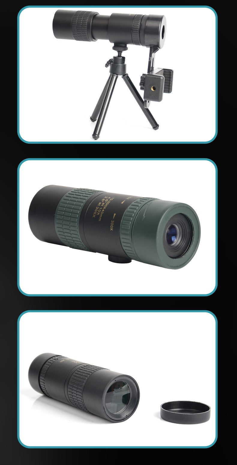 Telescópio Zoom 10-300x40 HD 4K Portátil Binóculo Potente Longo Alcance Monocular Profissional BAK4-Prismas Para Caça Acampamento