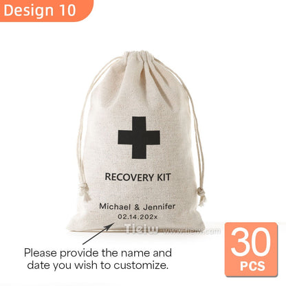 30pcs Personalized Hangover Kit Bags-Tieiw-Custom Wedding Favor Recovery Kit Pouches For Party Celebration Event Essentials Gift