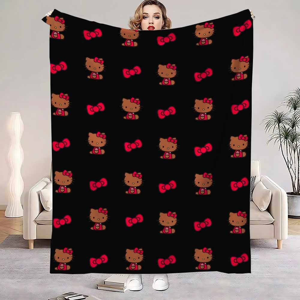 Manta Kawaii Hellos Cat para Joelhos, para Sala de Estar, Decorativa para Cama, Decoração de Quarto, Colcha para Casa, Manta para Sofá, Inverno