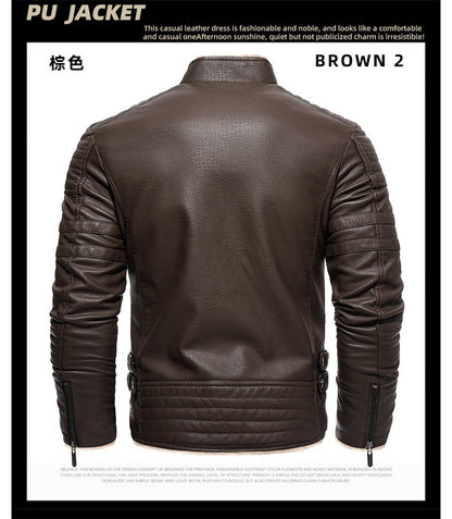 2024 Men Faux Leather Jacket High Quality Casual Zipper Fleece Warm Coats Winter Men Vintage Motorcycle Leather Jacket Men S-4Xl