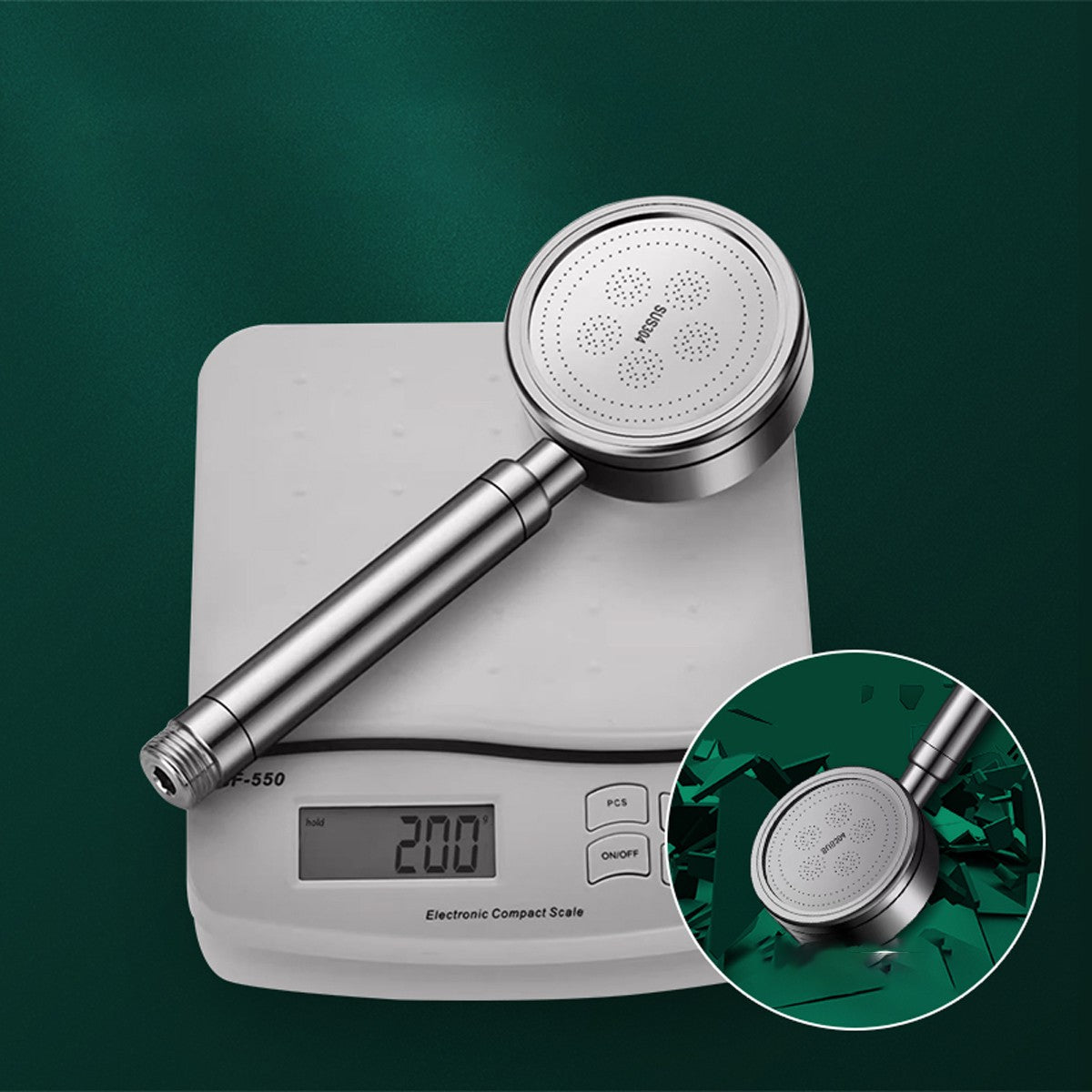 SUS 304 Stainless Steel Bathroom Handheld Shower Head High Pressure Water Saving Sprayer Nozzle Supercharged Rainfall Showerhead