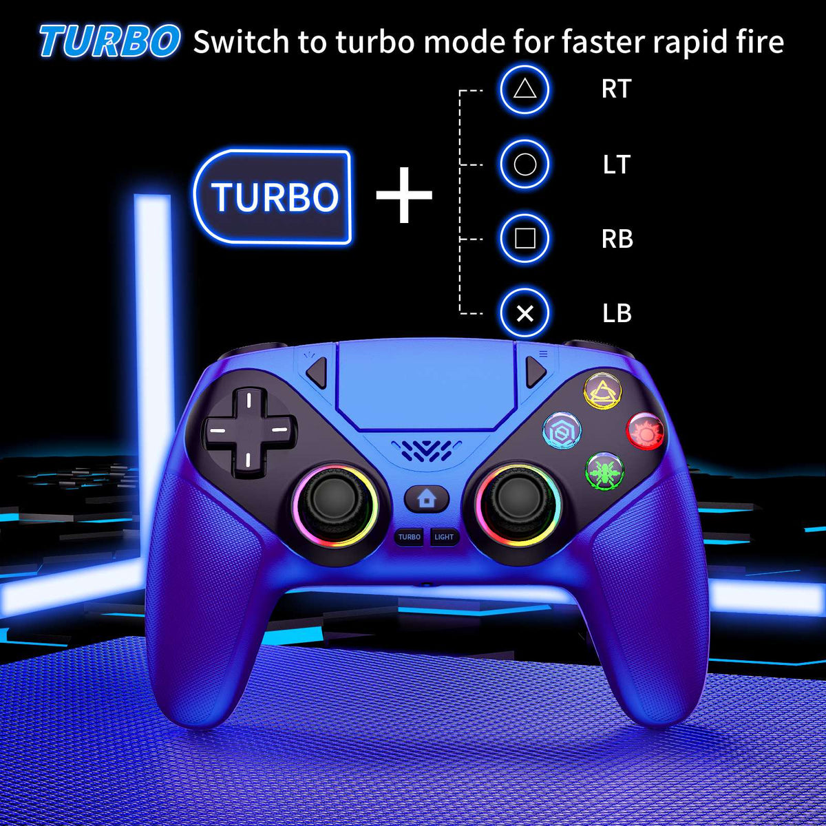 Controller for Playstation 5/PS5/PS5 Pro/Slim/PC,Wireless Gamepads RGB Joystick Turbo/Marco Program Dual Vibrate Game Controle