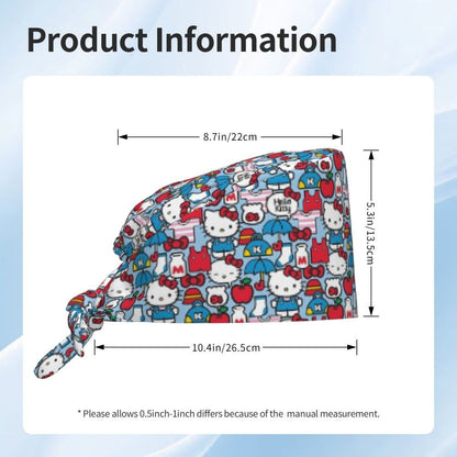 Custom Hello Kitty Medical Staff Scrubs Hat Women Men Cartoon Chara For Chef Hat Scrub Caps
