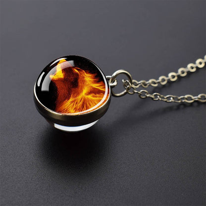 Colares Aurora Yin Yang Fênix de Gelo e Fogo Pingente de Bola de Vidro Dupla Face Colar de Correntes da Moda Joias Legais Feminino Masculino