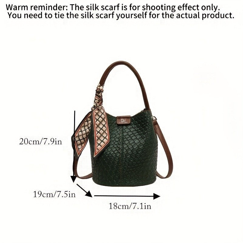 Women's Woven Bucket Bag.Deep Brown/Beige/Green/Black.Detachable Strap,Durable & Easy Clean.For Travel & Formal Events.Shop Now!