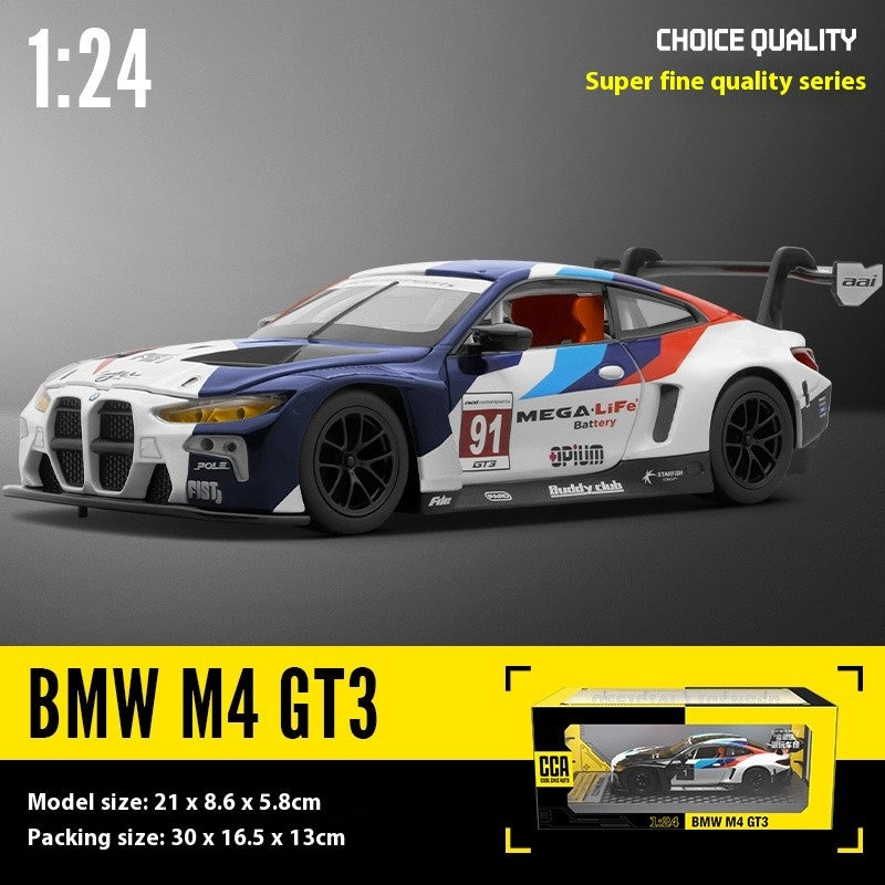 1:24 BMW M4 GT3 Carro Esportivo de Liga Leve Super Corridas com Luz e Som Brinquedo para Mães, Crianças, Meninos Jogos Miniatura de Carro