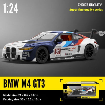 1:24 BMW M4 GT3 Carro Esportivo de Liga Leve Super Corridas com Luz e Som Brinquedo para Mães, Crianças, Meninos Jogos Miniatura de Carro