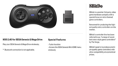8BitDo M30 2.4G Wireless Gamepad for the Original Sega Genesis and Sega Mega Drive - Sega Genesis