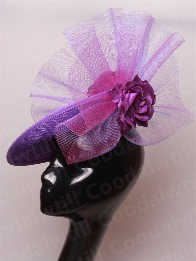 Fascinator Feminino Azul Marinho Chic Chapéu Elegante para Royal Ascot Millinery Noiva Casamento Coquetel Acessórios de Cabelo Véus e Acessórios para Cabeça