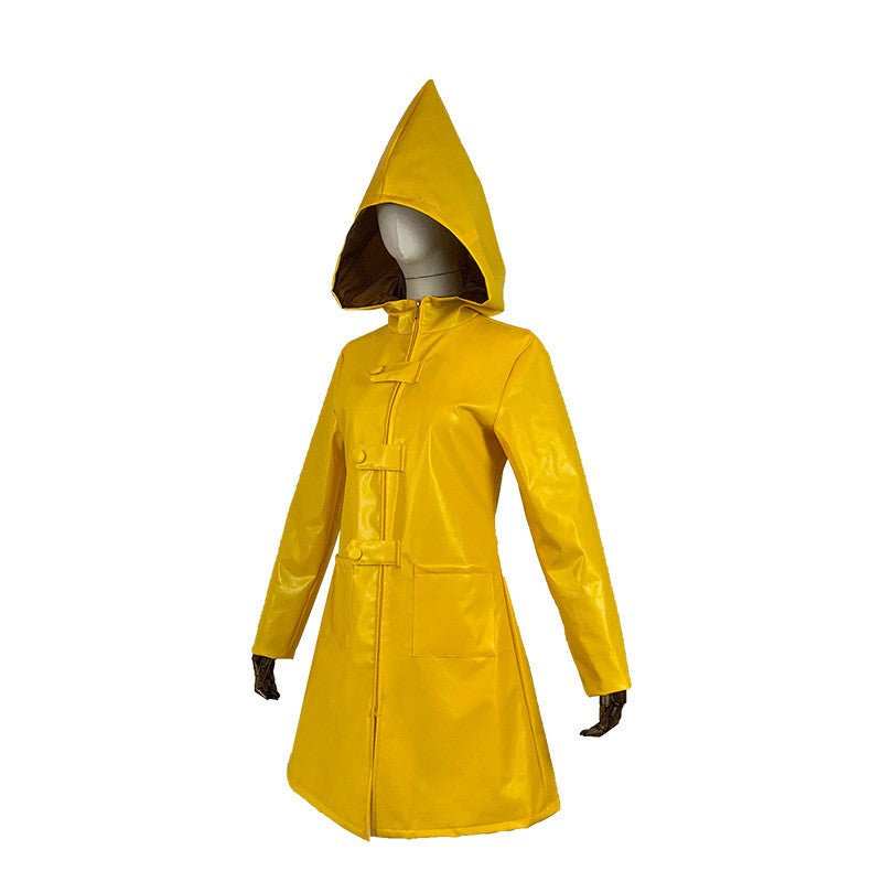 Little Nightmares Six Cosplay Costume Little Nightmare Yellow Raincoat PU Leather Cloak for Adults Children Halloween Costumes