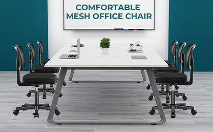 Cadeira de Escritório JHK Mesh com Suporte Lombar, Sem Braços, Encosto Baixo com Rodas, Altura Ajustável, Rotação Giratória 360°, Cadeira de Computador