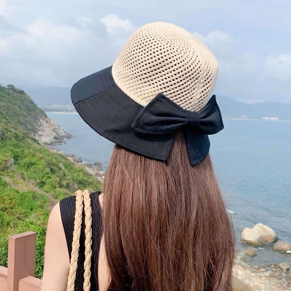 Summer Women Bucket Hat Anti-UV Sun Hats Soft Portable Wide Brim Outdoor Beach Hat Panama Cap With Storage Bag