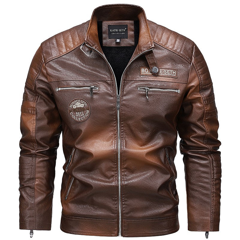 Quality New Male Casual Leather Jackets 7XL Autumn Winter Men Stand Collar Motorcycle Leather Jackets Vintage Leather Coat