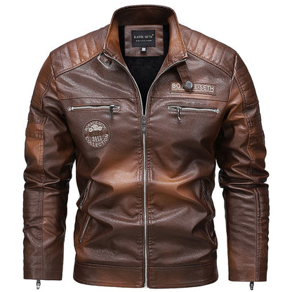 Quality New Male Casual Leather Jackets 7XL Autumn Winter Men Stand Collar Motorcycle Leather Jackets Vintage Leather Coat