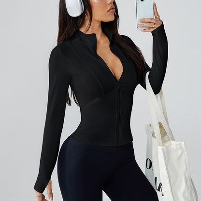 Women's summer slimming sports jacket thin outdoor running quick-drying sun-protective clothing yoga training and fitness top