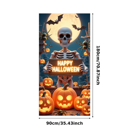 Happy Halloween Celebration Party Decoration Horror Skeleton Spooky Banner For Haunted House Door Cover Home Halloween Lining