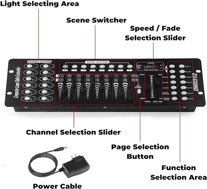 U`King DMX 512 Controller 192 Channel DMX Console Stage Light Console For Party DJ Disco Lights Show Night Club