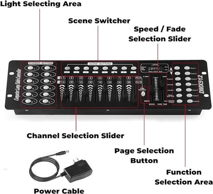 U`King DMX 512 Controller 192 Channel DMX Console Stage Light Console For Party DJ Disco Lights Show Night Club