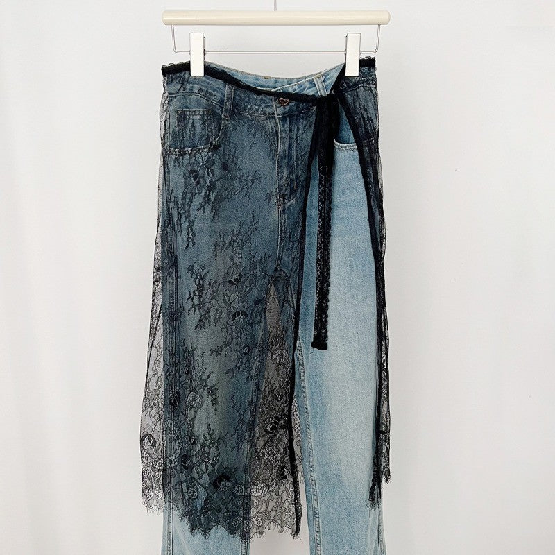 Midi Skirts Women Lace Drawstring Design Elegant Korean Style Spring Summer A-line High Waist Irregular Side Slit Fashion Street