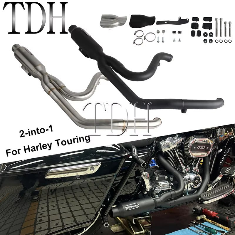 17-25 SC Project Exhaust System Kit Slip On Line 2-into-1 Full Complete Muffler For Harley Touring CVO Road Street Electra Glide