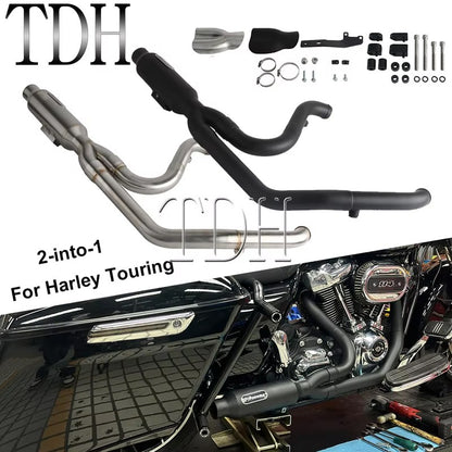 17-25 SC Project Exhaust System Kit Slip On Line 2-into-1 Full Complete Muffler For Harley Touring CVO Road Street Electra Glide