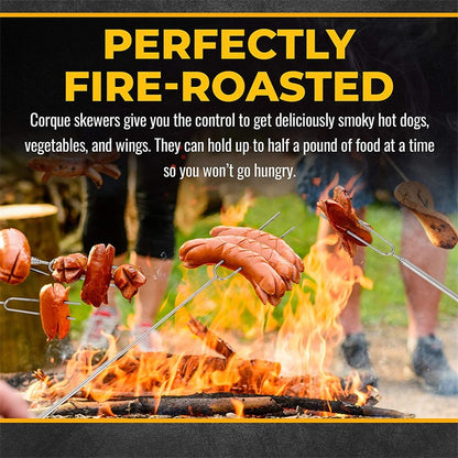 LMETJMA 8 pcs Barbecue Skewers Extendable Marshmallow Roasting Sticks Stainless Steel BBQ Telescoping Smores Skewers KC0467