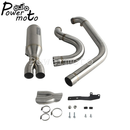 Motorcycles 2-Into-1 Exhaust Muffler Pipes Tube For Harley Dyna Fat Bob Low Rider S Street Bob Wide Super Glide FXD 2006-2017
